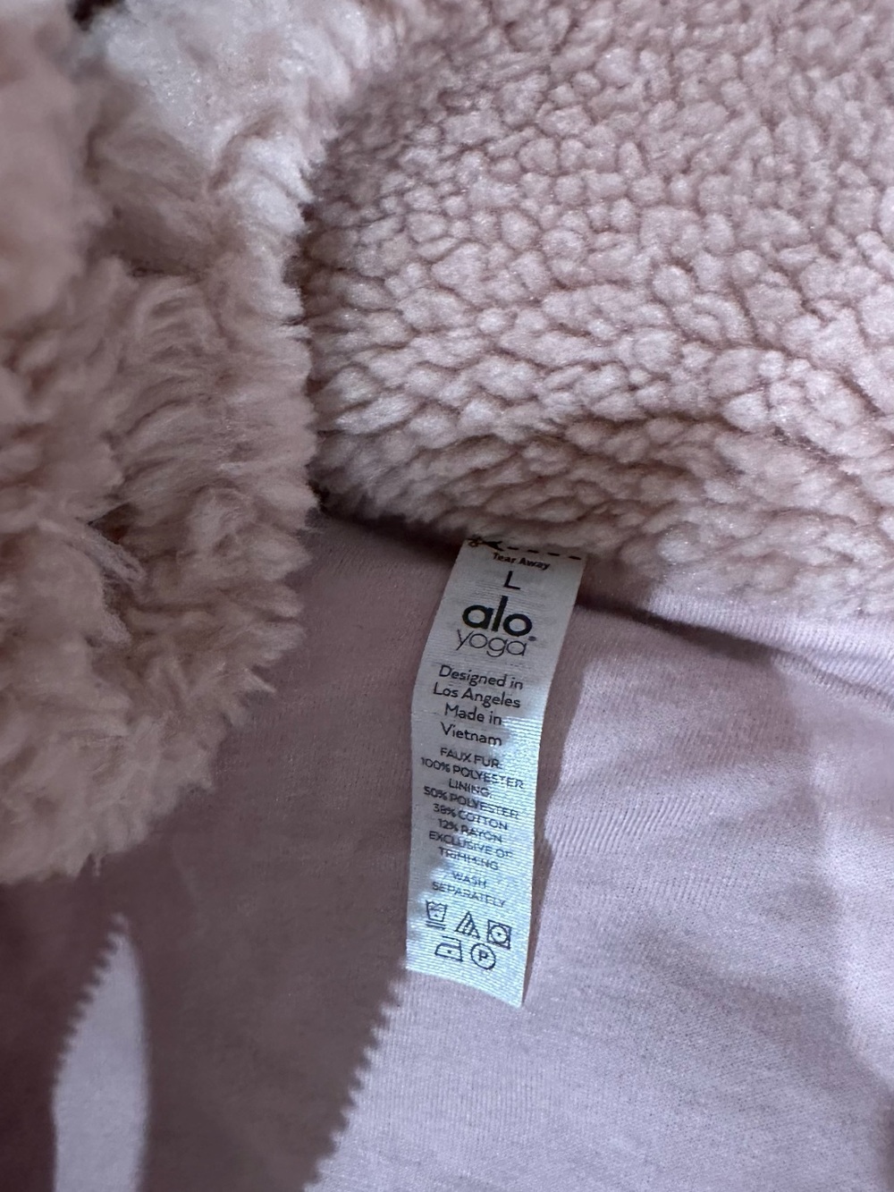 Plush Teddy Sherpa Hoodie Jacket - Dusty Pink - Picture 4 of 4